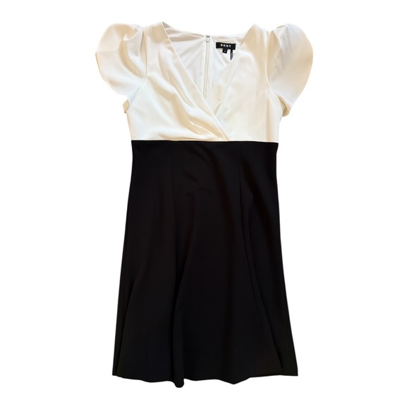 DKNY Colorblock Tulip Sleeve Fit Flare Dress Size 10 - Picture 2 of 5